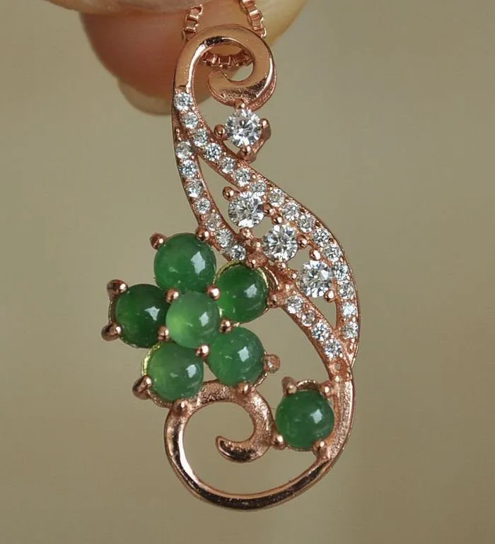 10% OFF- Certified Natural Jadeite Emerald A*Jade HandCarved Pendant~ 925 Silver