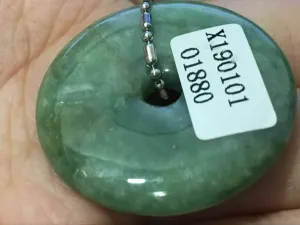 10% OFF- Certified Natural Jadeite Emerald A*Jade HandCarved Safety Buckle Pendant X1880