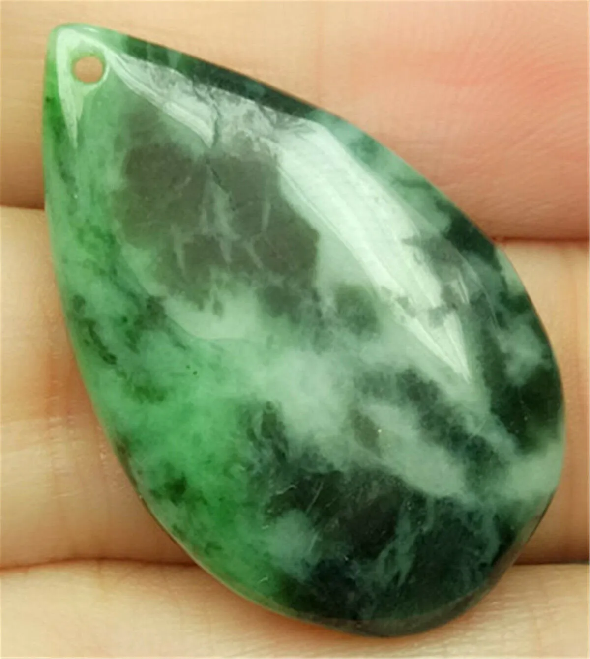 10% OFF- Certified Natural Jadeite Emerald A*Jade HandCarved Water Drop Pendant N6103