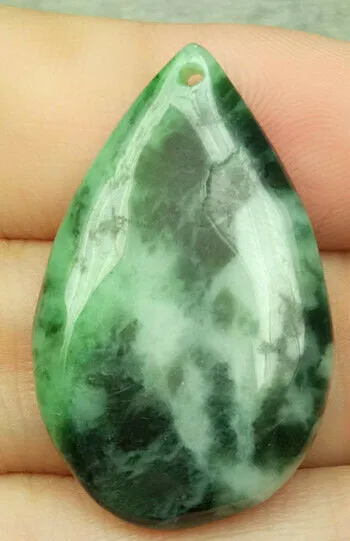10% OFF- Certified Natural Jadeite Emerald A*Jade HandCarved Water Drop Pendant N6103