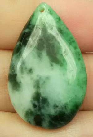 10% OFF- Certified Natural Jadeite Emerald A*Jade HandCarved Water Drop Pendant N6103