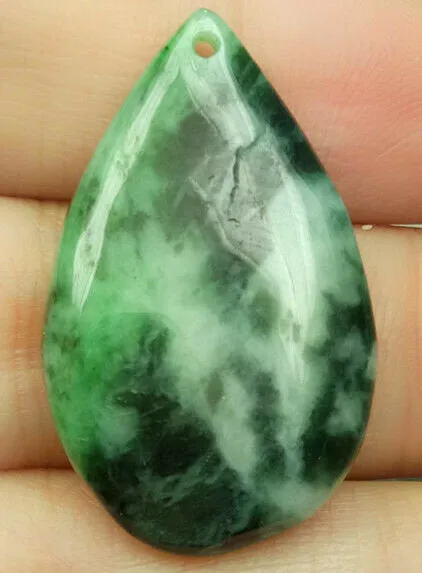 10% OFF- Certified Natural Jadeite Emerald A*Jade HandCarved Water Drop Pendant N6103