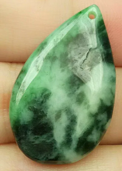 10% OFF- Certified Natural Jadeite Emerald A*Jade HandCarved Water Drop Pendant N6103