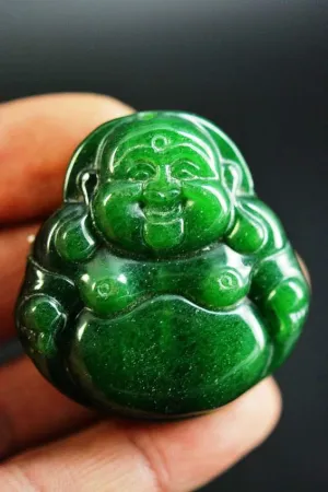 10% OFF- Certified Natural Jadeite Emerald Jade Buddha Pendant A20178899