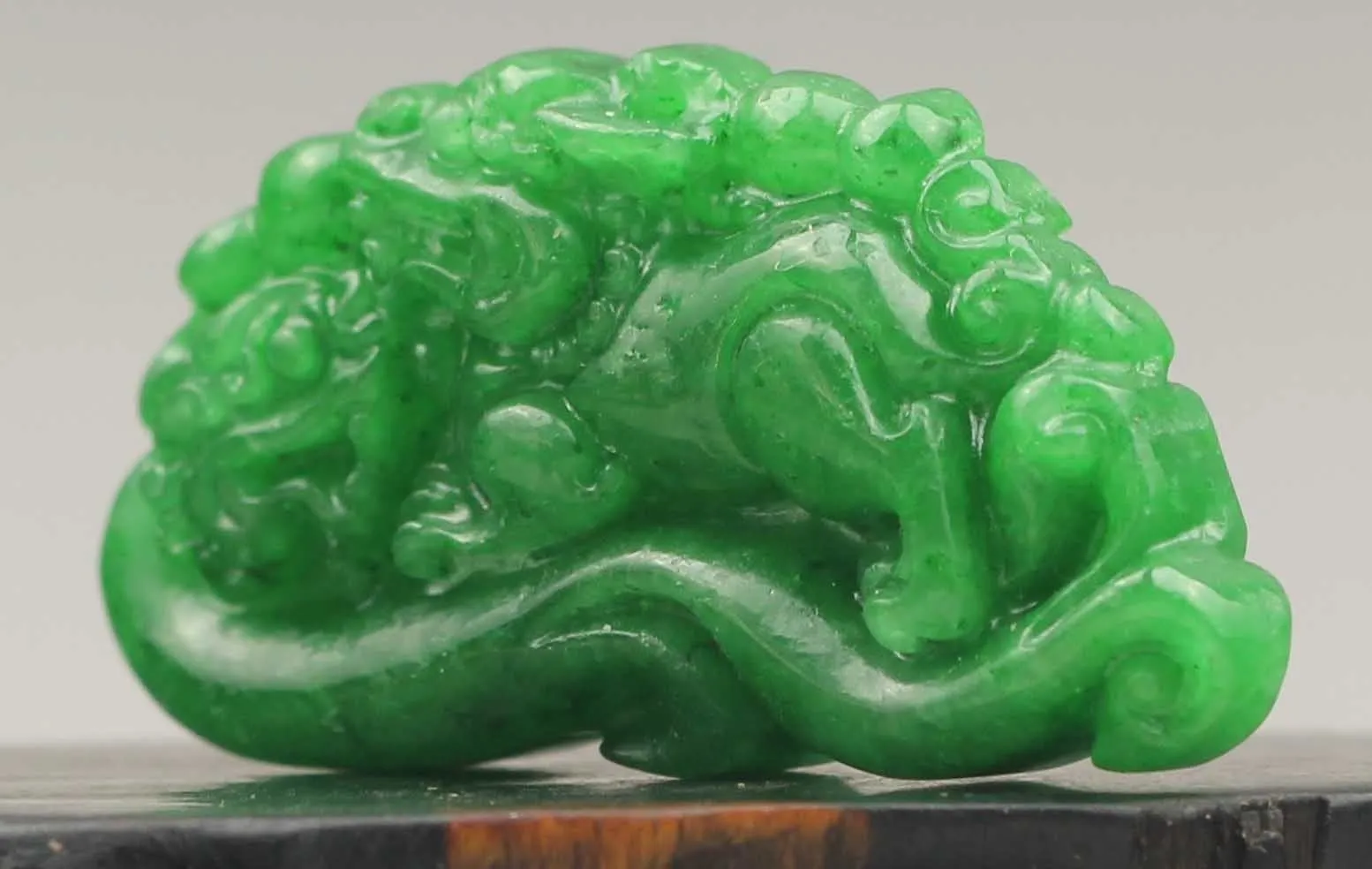 10% OFF- Certified Natural Jadeite Emerald Jade Handcarved Double Dragon 望子成龙 Pendant《Grade A》NO.C832