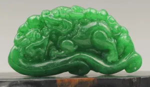10% OFF- Certified Natural Jadeite Emerald Jade Handcarved Double Dragon 望子成龙 Pendant《Grade A》NO.C832