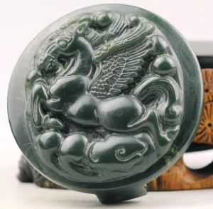 10% OFF- Certified Natural Jadeite Emerald Jade Horse Belt Hook Pendant NO.B751