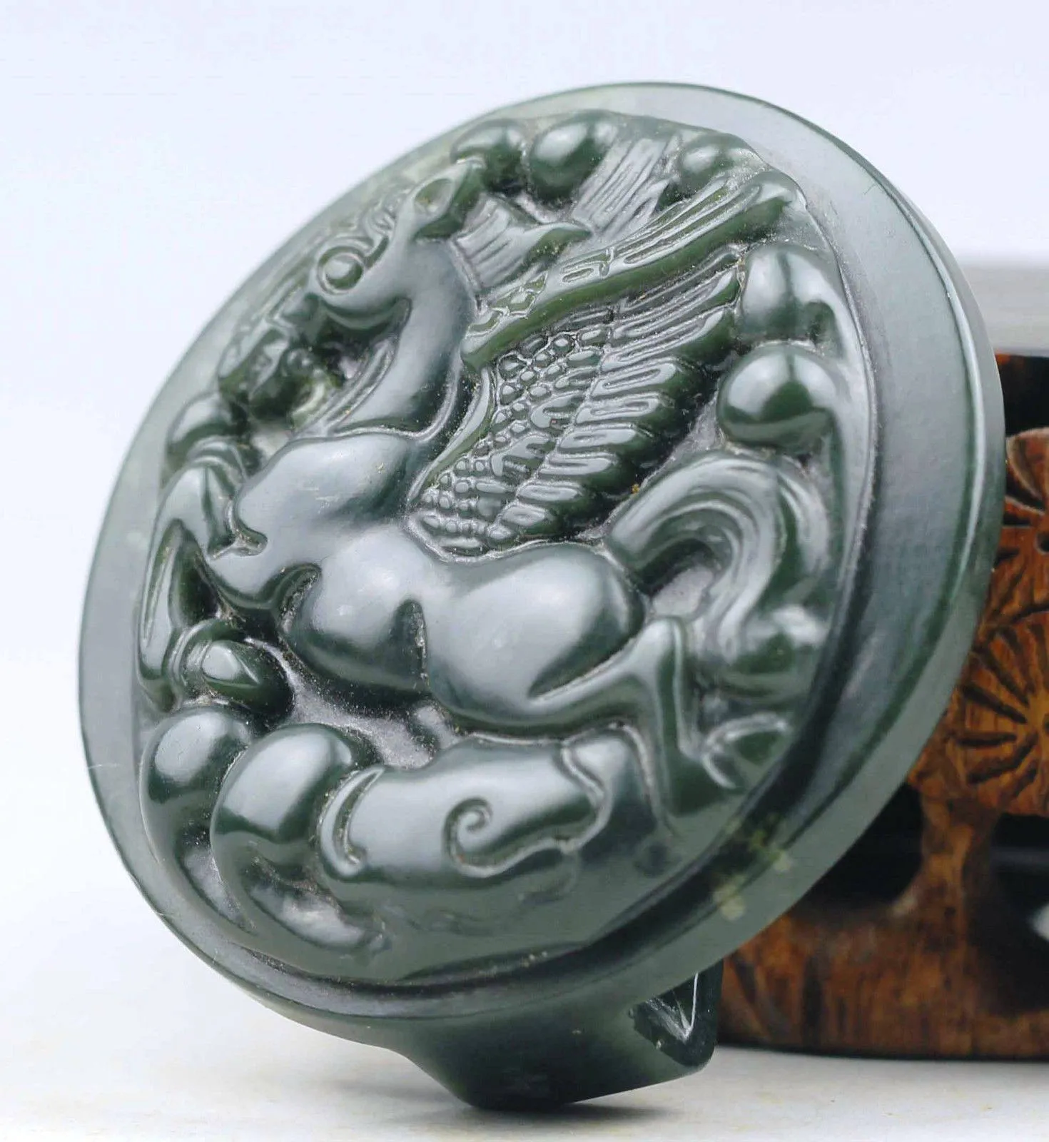 10% OFF- Certified Natural Jadeite Emerald Jade Horse Belt Hook Pendant NO.B751