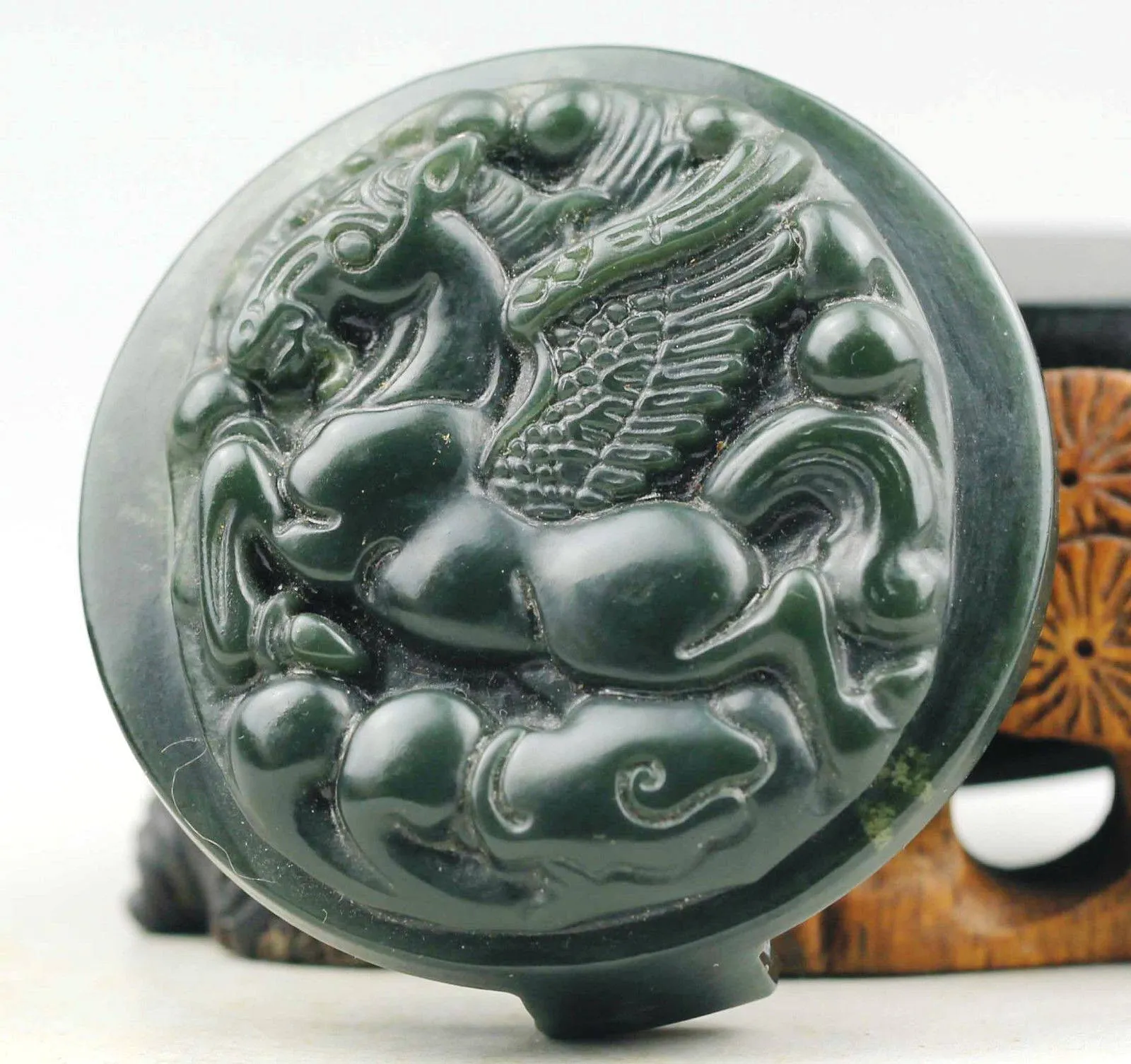 10% OFF- Certified Natural Jadeite Emerald Jade Horse Belt Hook Pendant NO.B751