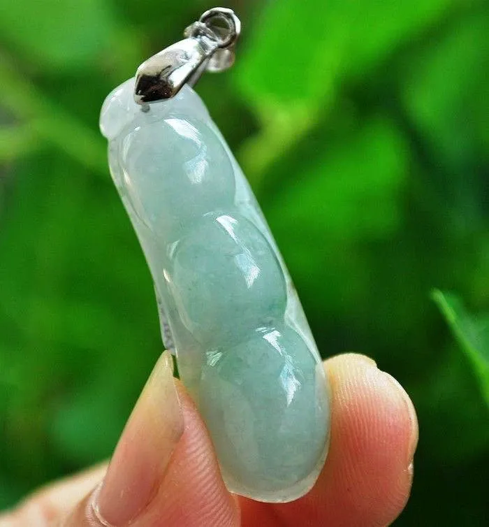 10% OFF- Certified Natural Jadeite Emerald Jade Ping Beans Pendant 《Grade A》9980