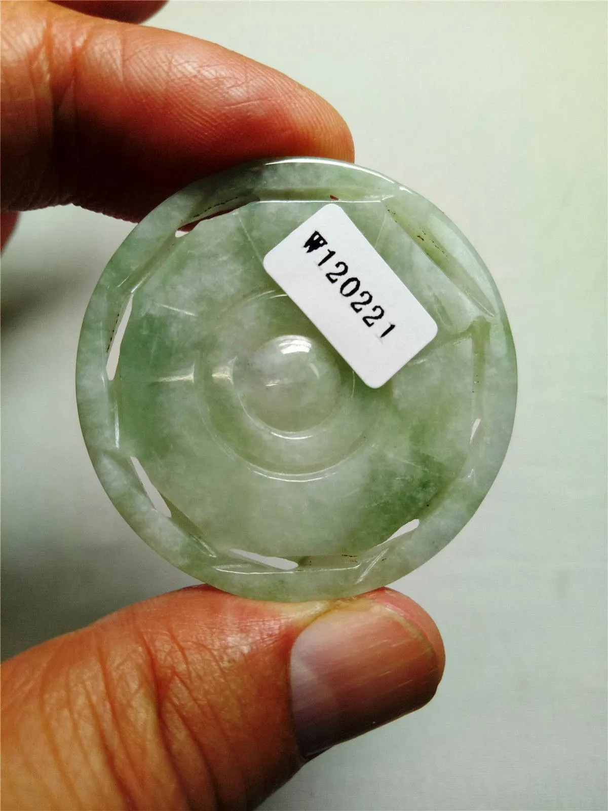 10% OFF- Certified Natural Jadeite Emerald Jade Tablet 8 Diagram Feng Shui运转乾坤 Pendant 《Grade A》0221