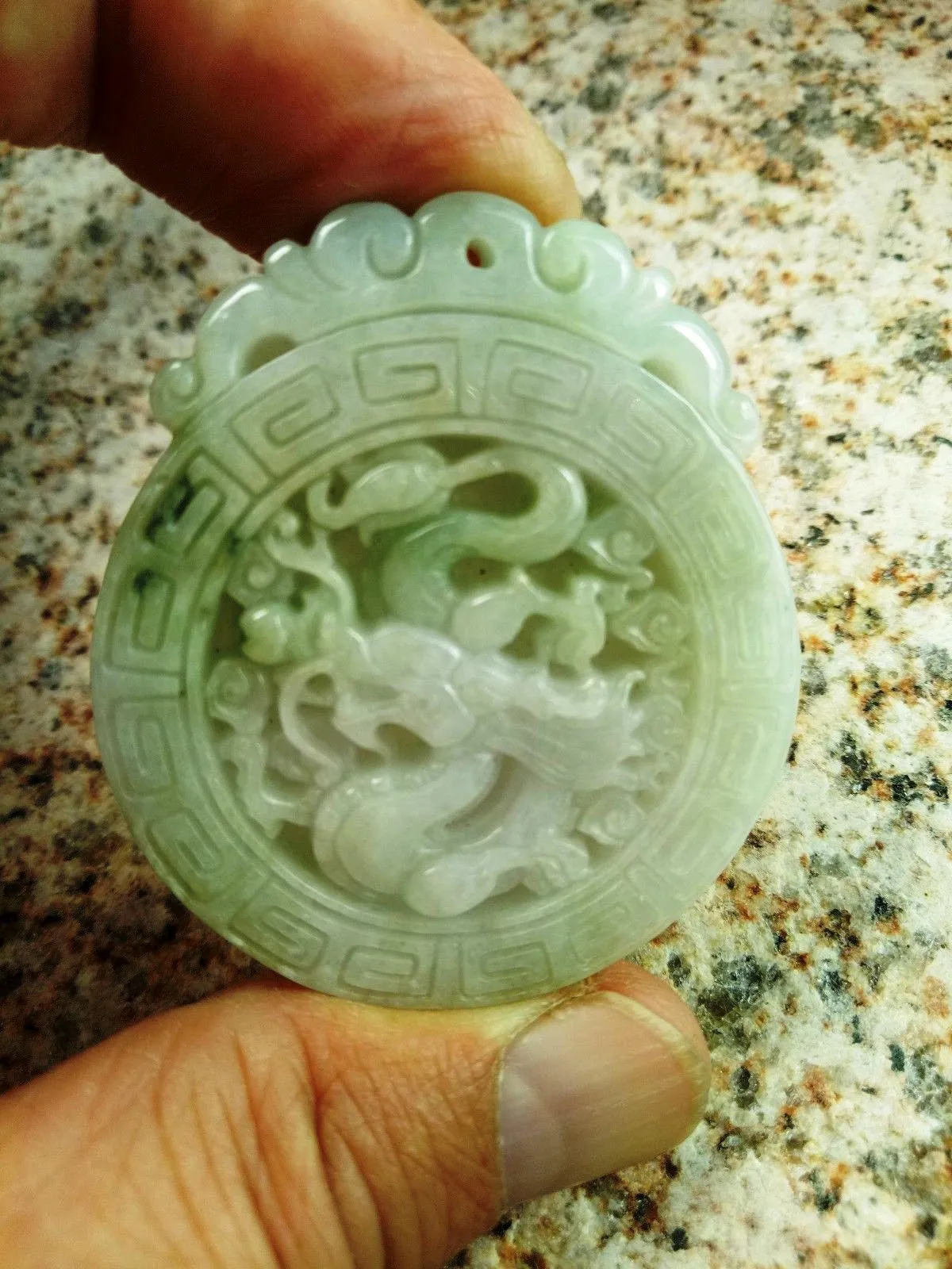 10% OFF- Certified Natural Jadeite Emerald Jade Tablet Dragon Pendant 《Grade A》0083