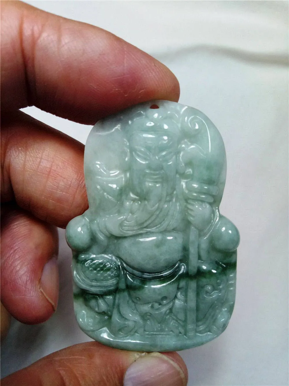 10% OFF- Certified Natural Jadeite Emerald Jade Tablet Kuangong Pendant 《Grade A》0101