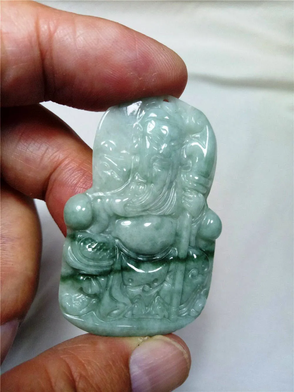 10% OFF- Certified Natural Jadeite Emerald Jade Tablet Kuangong Pendant 《Grade A》0101
