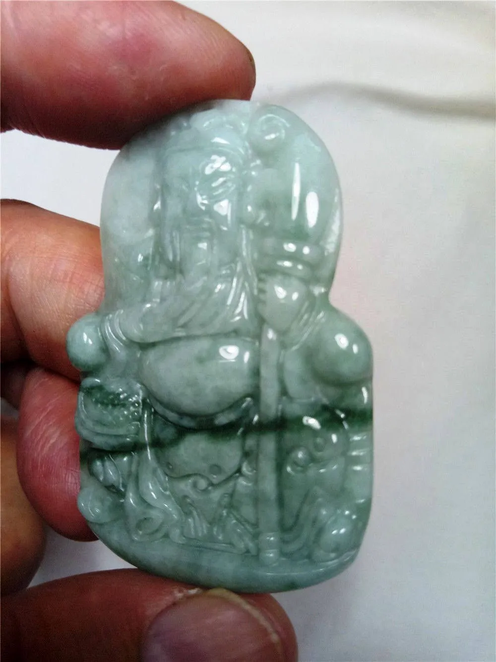 10% OFF- Certified Natural Jadeite Emerald Jade Tablet Kuangong Pendant 《Grade A》0101
