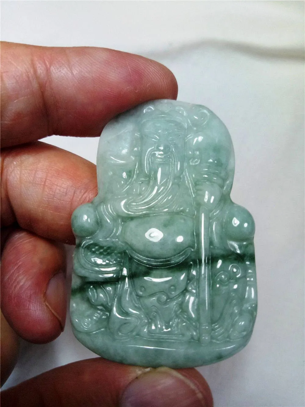 10% OFF- Certified Natural Jadeite Emerald Jade Tablet Kuangong Pendant 《Grade A》0101
