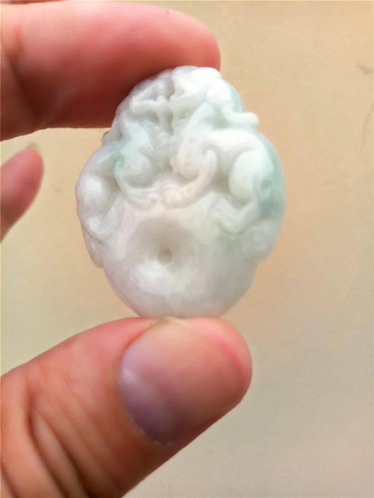 10% OFF- Certified Natural Jadeite Emerald Jade Tablet Translucent 2 Dragons Pendant 《Grade A》0188
