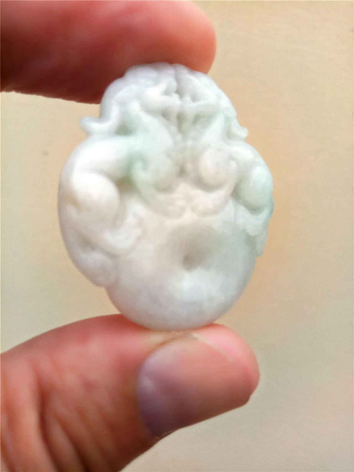 10% OFF- Certified Natural Jadeite Emerald Jade Tablet Translucent 2 Dragons Pendant 《Grade A》0188