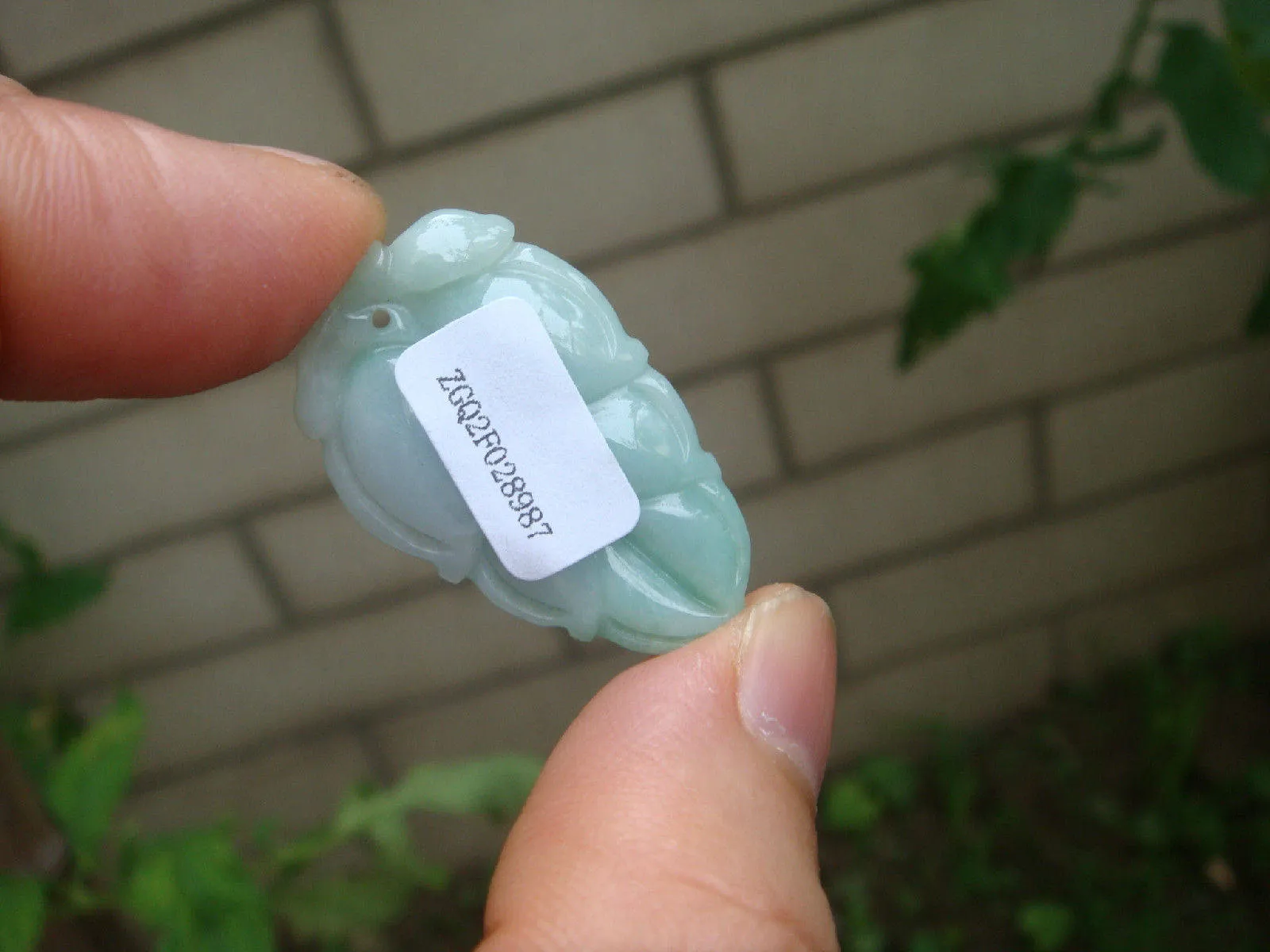 10% OFF- Certified Natural Jadeite Emerald Jade Tablet Translucent Leaf Pendant 《Grade A》8987