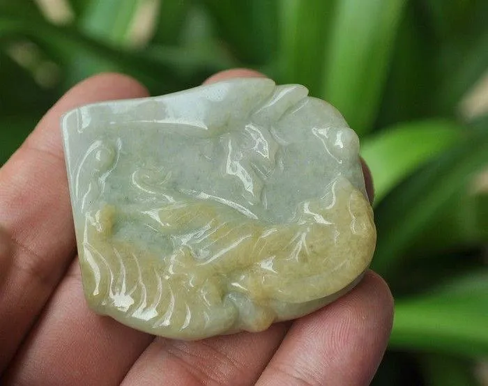 10% OFF- Certified Natural Jadeite Emerald Jade Tablet Translucent Tiger Pendant《Grade A》3871
