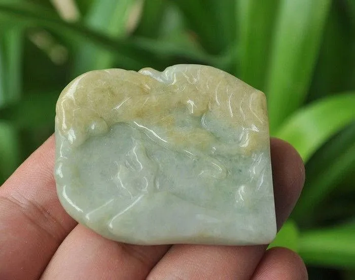 10% OFF- Certified Natural Jadeite Emerald Jade Tablet Translucent Tiger Pendant《Grade A》3871