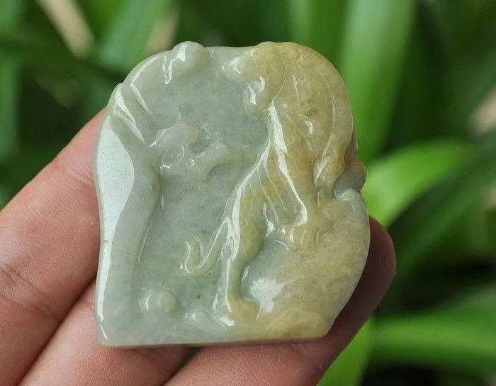 10% OFF- Certified Natural Jadeite Emerald Jade Tablet Translucent Tiger Pendant《Grade A》3871