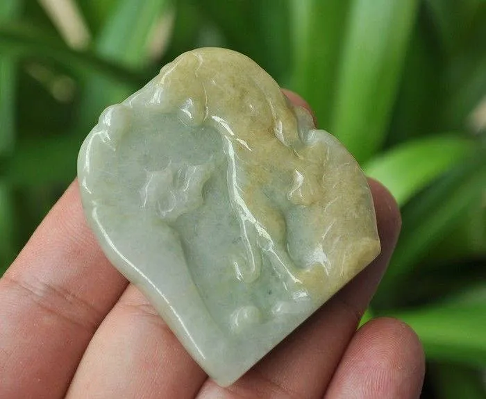 10% OFF- Certified Natural Jadeite Emerald Jade Tablet Translucent Tiger Pendant《Grade A》3871