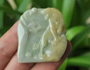 10% OFF- Certified Natural Jadeite Emerald Jade Tablet Translucent Tiger Pendant《Grade A》3871