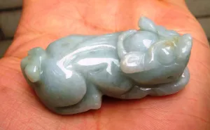 10% OFF- Certified Natural Jadeite Emerald Jade Translucent Dragon-Pixiu Pendant《GradeA》7844