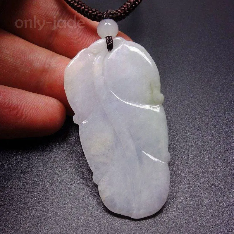 10% OFF- Certified Natural Lavender Icy Jadeite Emerald Jade Tablet Dragon Pendant 《Grade A》5245