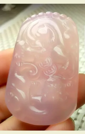 10% OFF- Certified Natural Lavender Jadeite Emerald A Jade Handcrafted Dragon Pixiu Coins Pendant A0331
