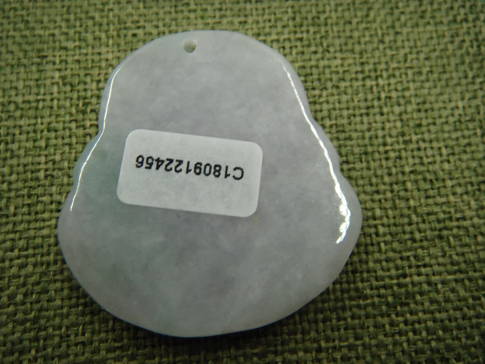 10% OFF- Certified Natural Lavender Jadeite Emerald A*Jade HandCarved Happy Buddha God Pendant 2456