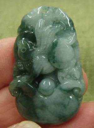10% OFF- Certified Natural Oily Green Jadeite Emerald A*Jade HandCarved Rabbit Pendant 2635