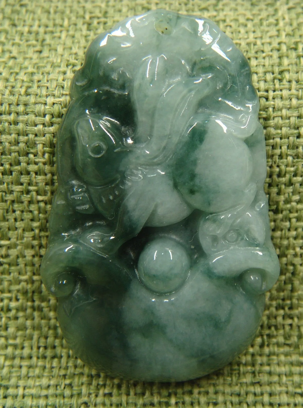 10% OFF- Certified Natural Oily Green Jadeite Emerald A*Jade HandCarved Rabbit Pendant 2635
