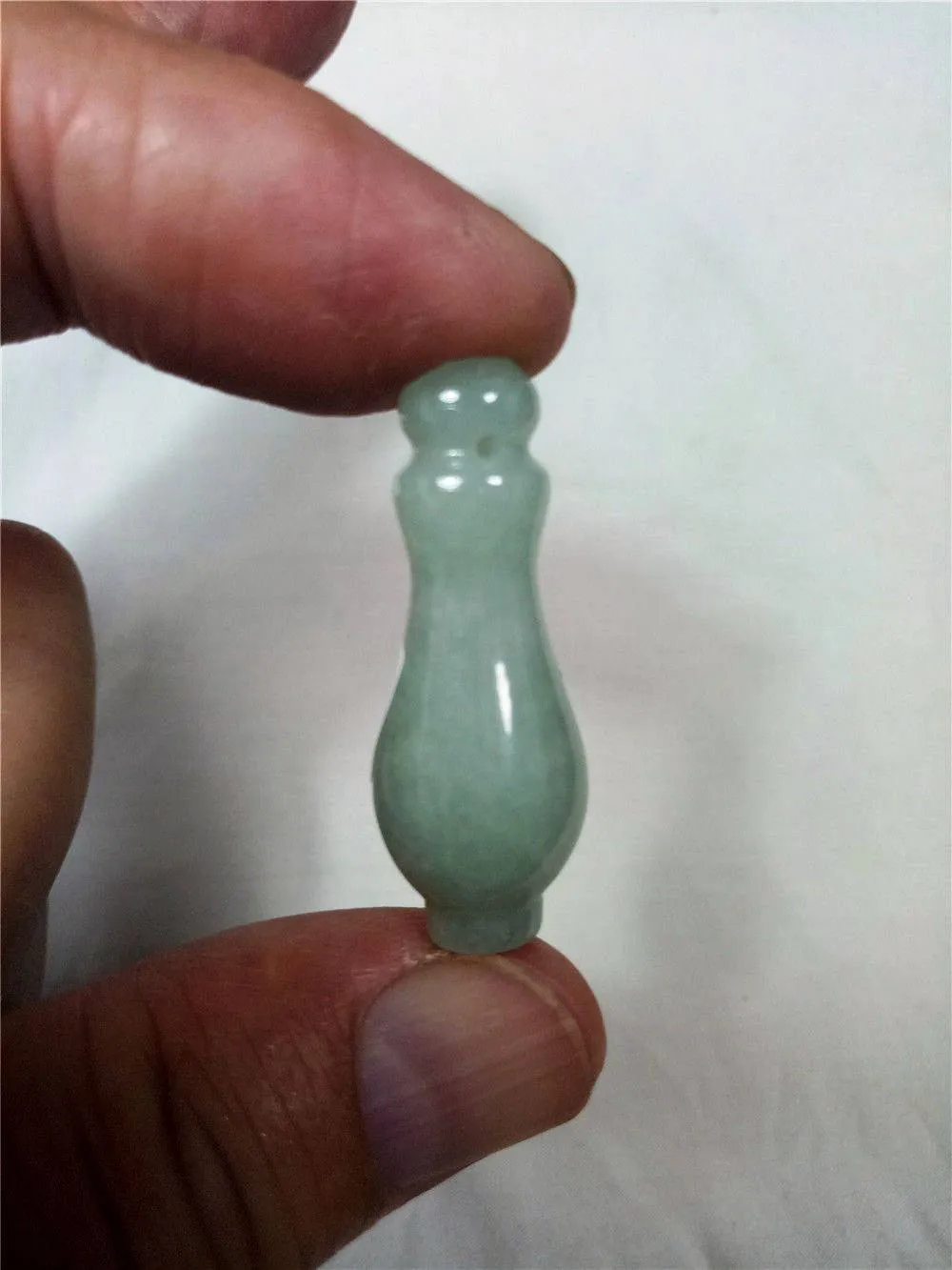 10% OFF- Certified Natural Oily Jadeite Emerald Jade Tablet Translucent Lucky Vase Pendant 《Grade A》0090