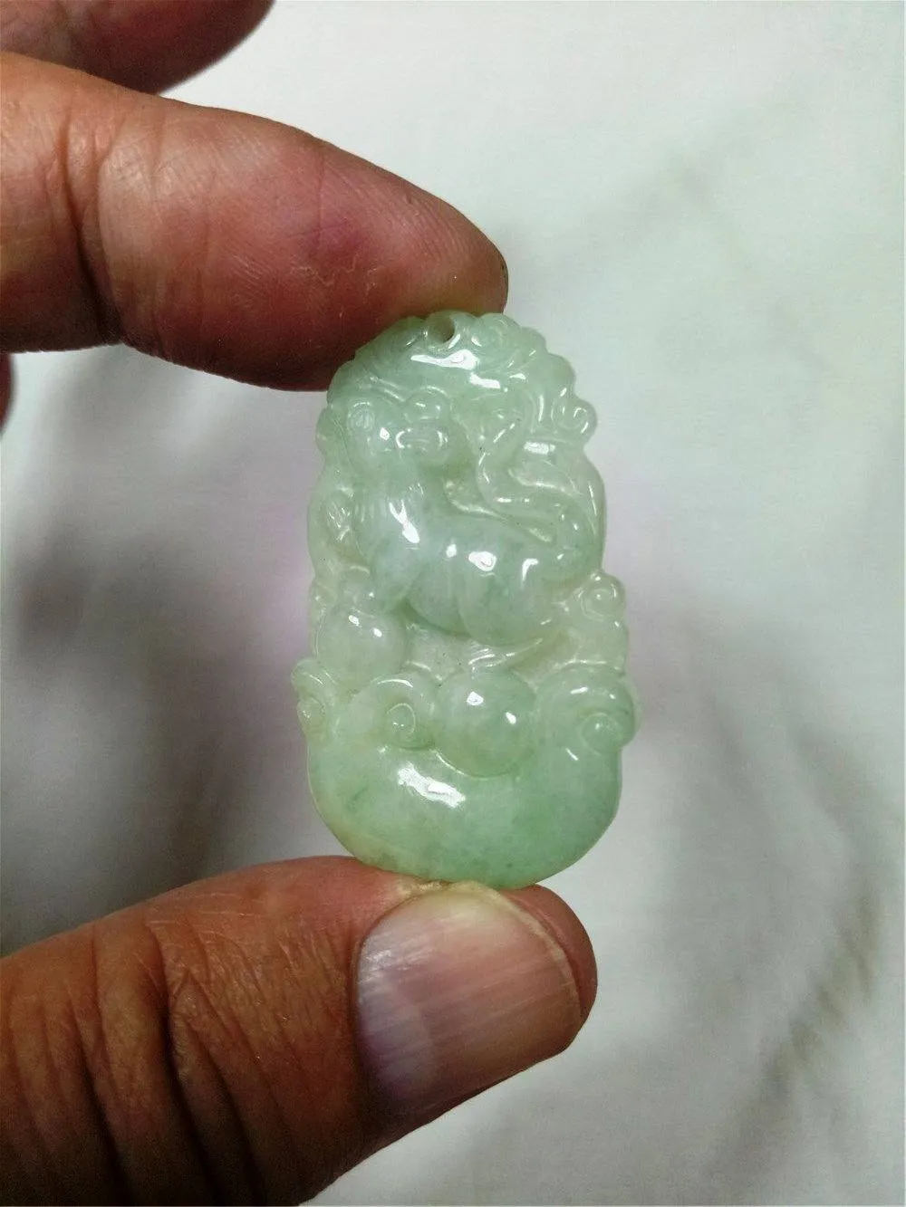 10% OFF- Certified Natural Oily Jadeite Emerald Jade Tablet Translucent Rat Pendant 《Grade A》0082