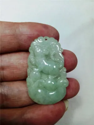 10% OFF- Certified Natural Oily Jadeite Emerald Jade Tablet Translucent Rat Pendant 《Grade A》0082