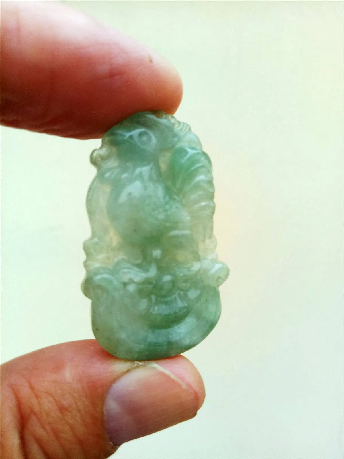 10% OFF- Certified Natural Oily Jadeite Emerald Jade Tablet Translucent Rooster Pendant 《Grade A》0208