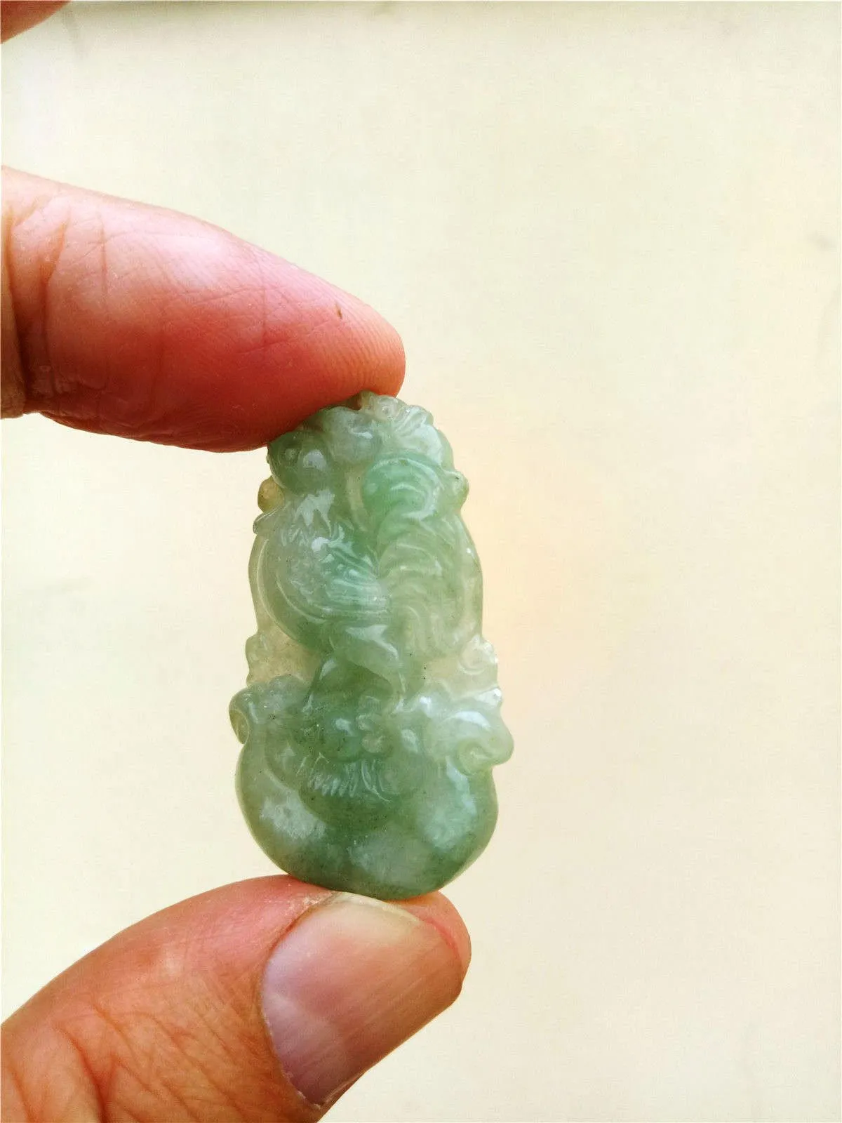 10% OFF- Certified Natural Oily Jadeite Emerald Jade Tablet Translucent Rooster Pendant 《Grade A》0208