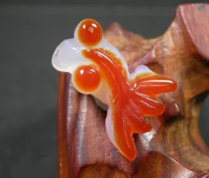 10% OFF- Certified Natural Red Emerald A*Jade Handcarved GoldFish Pendant