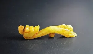 10% OFF- Certified Natural Yellow Jadeite Emerald Jade HandCarved Dragon Pendant《Grade A》A99