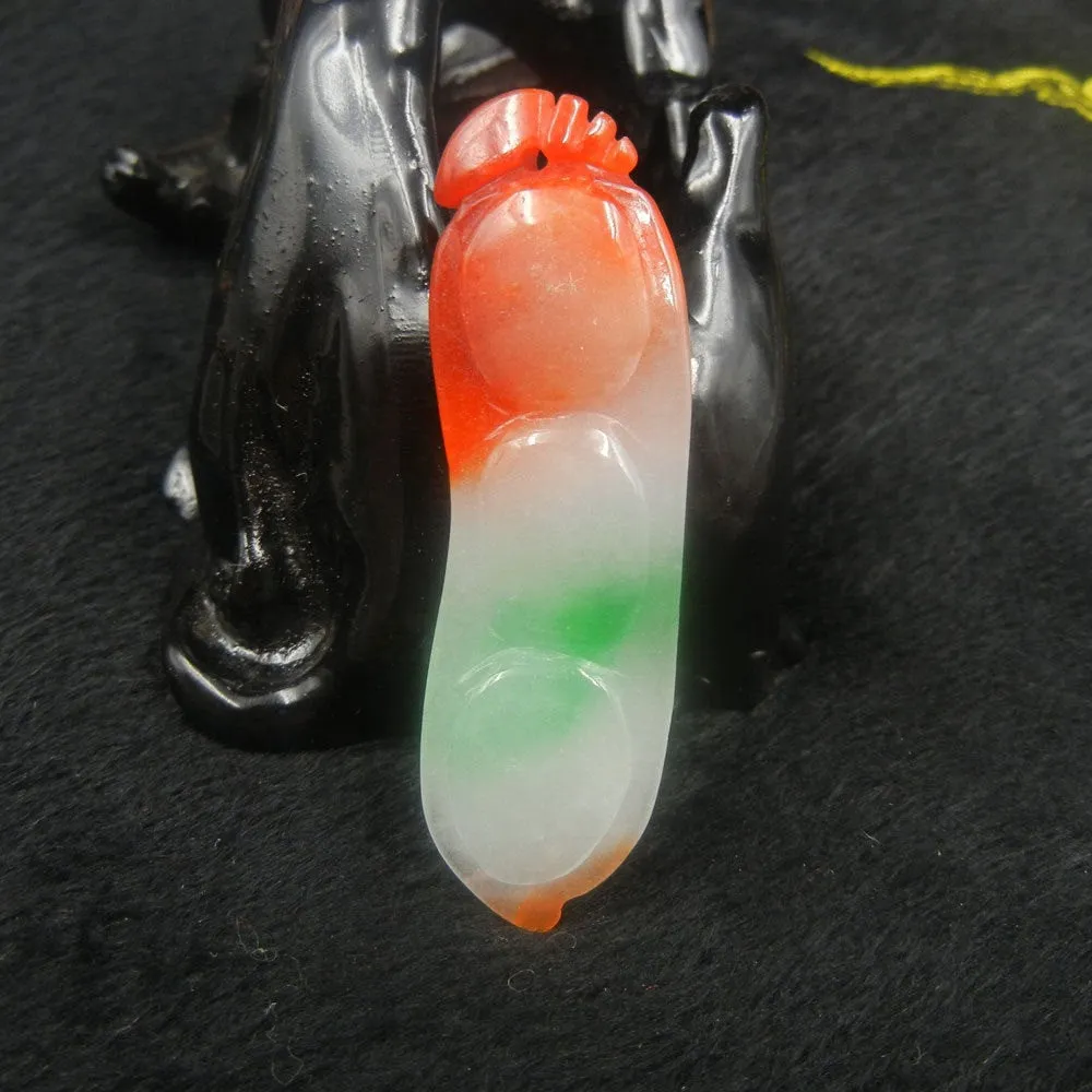 10% OFF on Sales - Certified Natural 3-Color Ice Jadeite Emerald A Jade tablets Emerald Ping Beans Pendant 3288