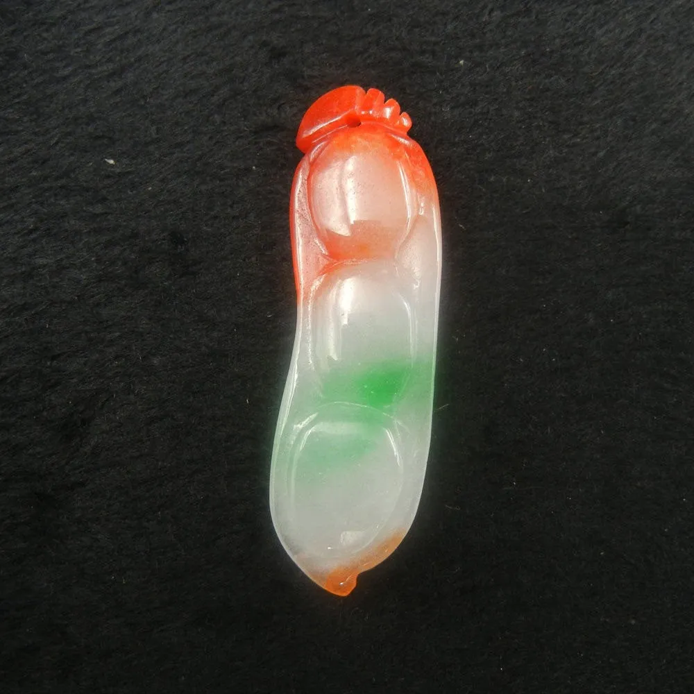 10% OFF on Sales - Certified Natural 3-Color Ice Jadeite Emerald A Jade tablets Emerald Ping Beans Pendant 3288