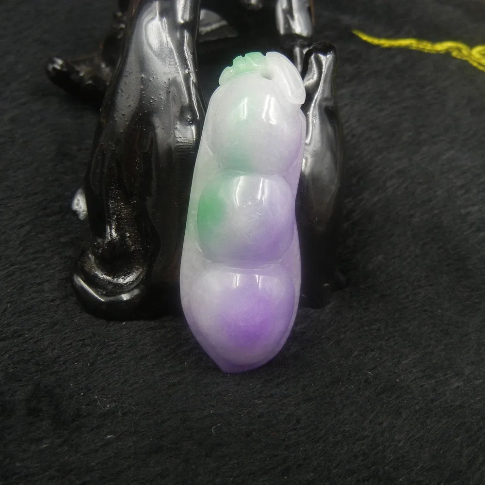 10% OFF on Sales - Certified Natural 3-Color Ice Jadeite Emerald A Jade tablets Emerald Ping Beans Pendant 3300