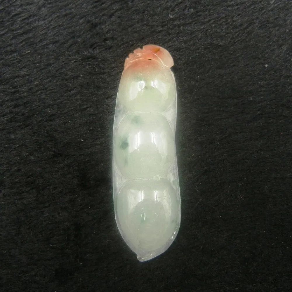 10% OFF on Sales - Certified Natural 3-Color Ice Jadeite Emerald A*Jade HandCarved Ping Beans Pendant 3276