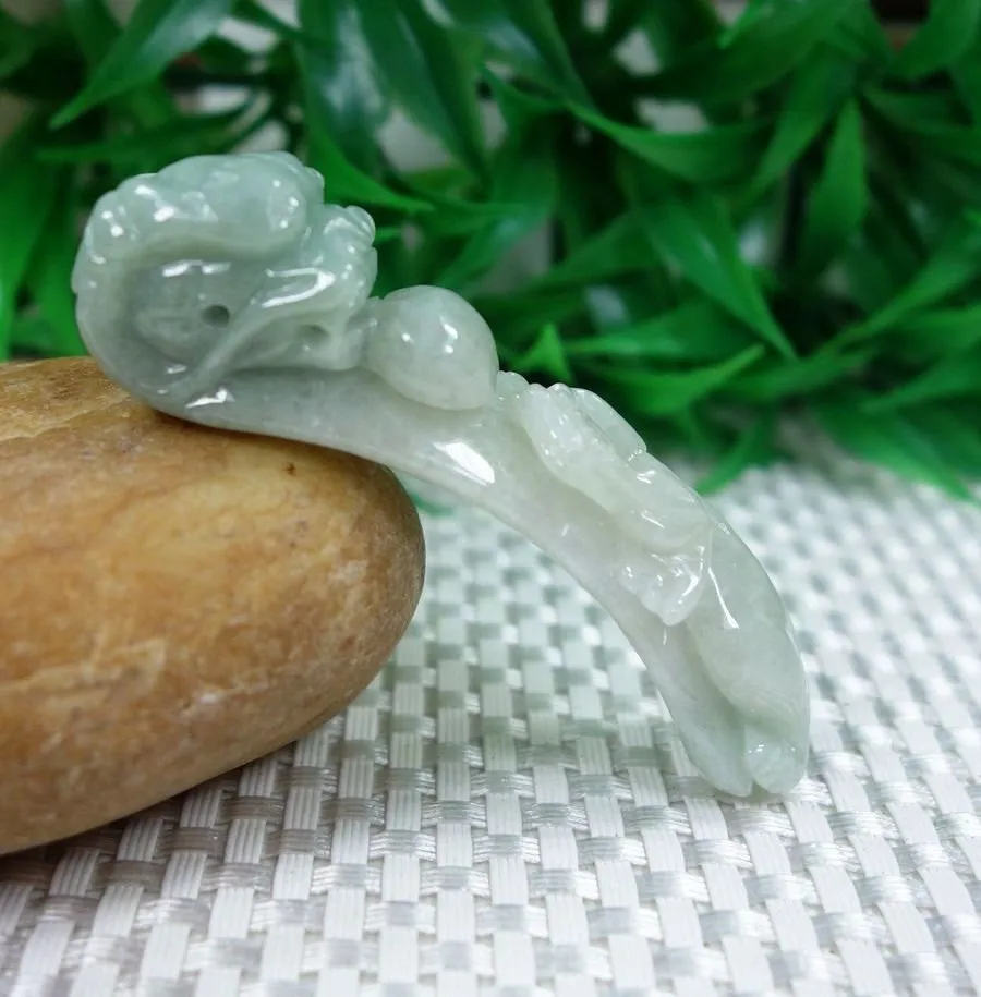 10% OFF on Sales- Certified Natural Ice Jadeite Emerald Jade Tablets Dragon hook（貔貅） Pendant《Grade A》4855