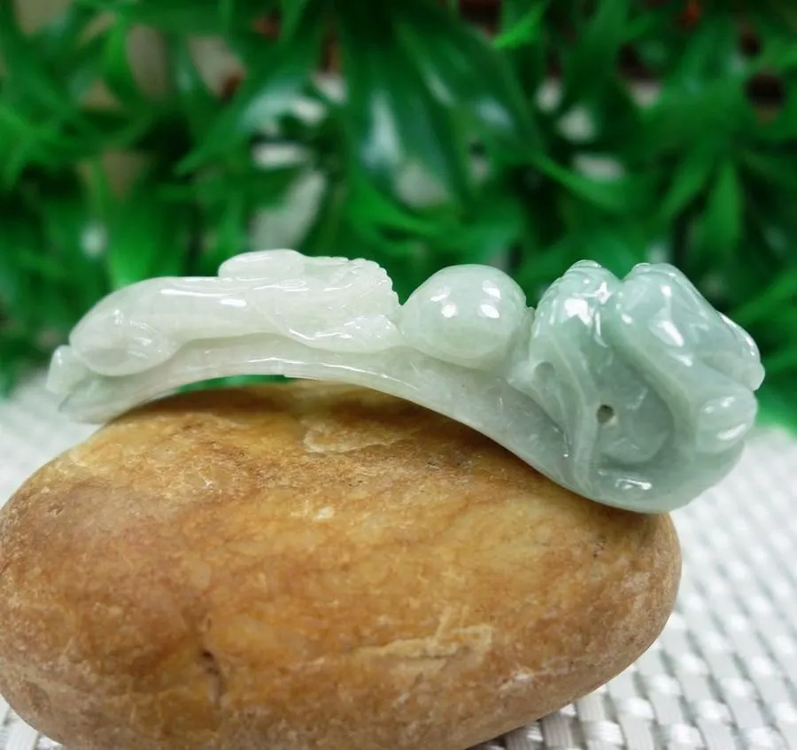 10% OFF on Sales- Certified Natural Ice Jadeite Emerald Jade Tablets Dragon hook（貔貅） Pendant《Grade A》4855