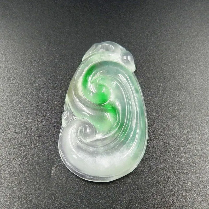 10% OFF on Sales- Certified Natural Ice Jadeite Emerald Jade tablets Ruyi Dragon Pendant《Grade A》7098