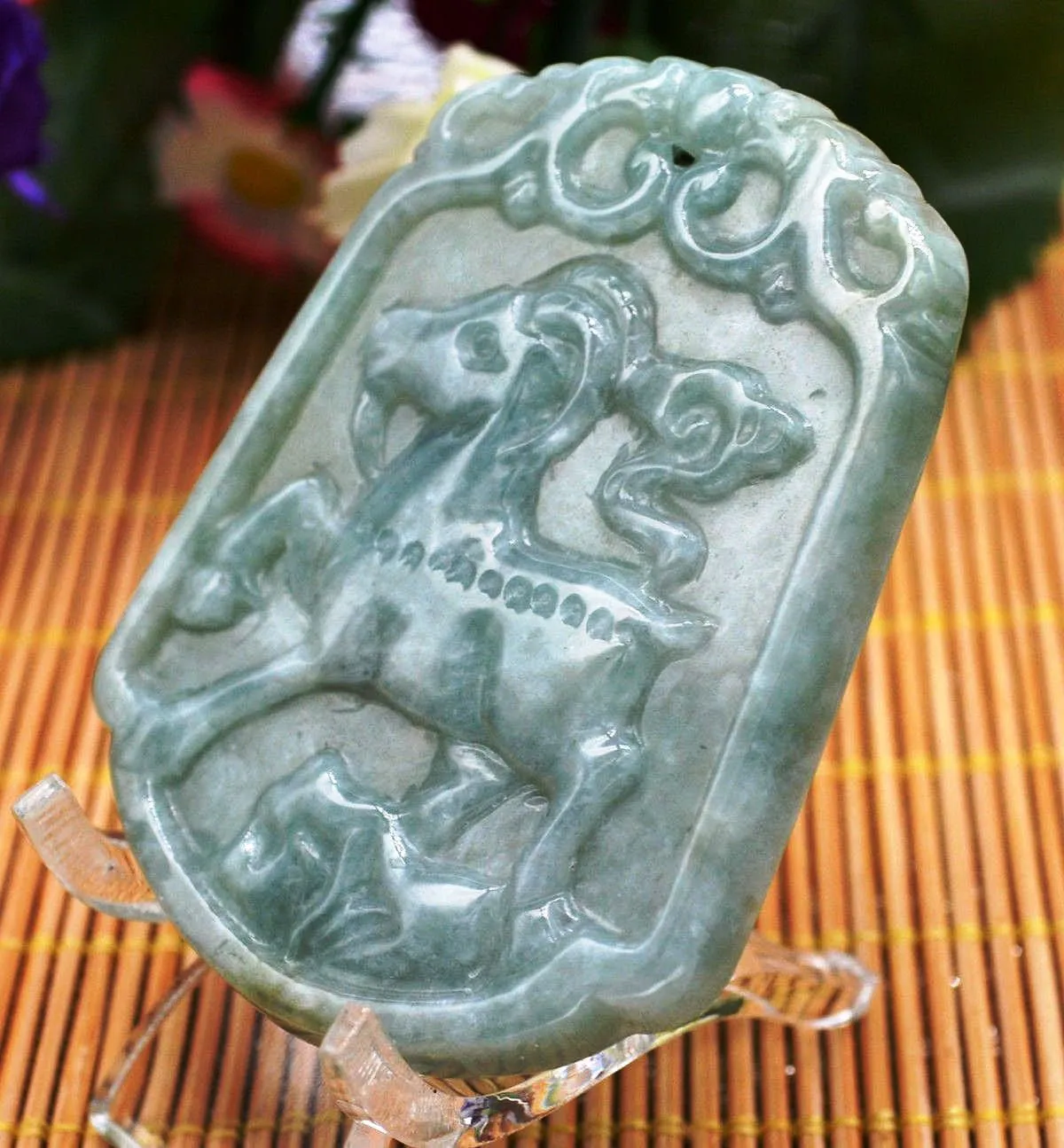 10% OFF on Sales- Certified Natural Jadeite Emerald Jade tablets Emerald Sheep Pendant《Grade A》0239