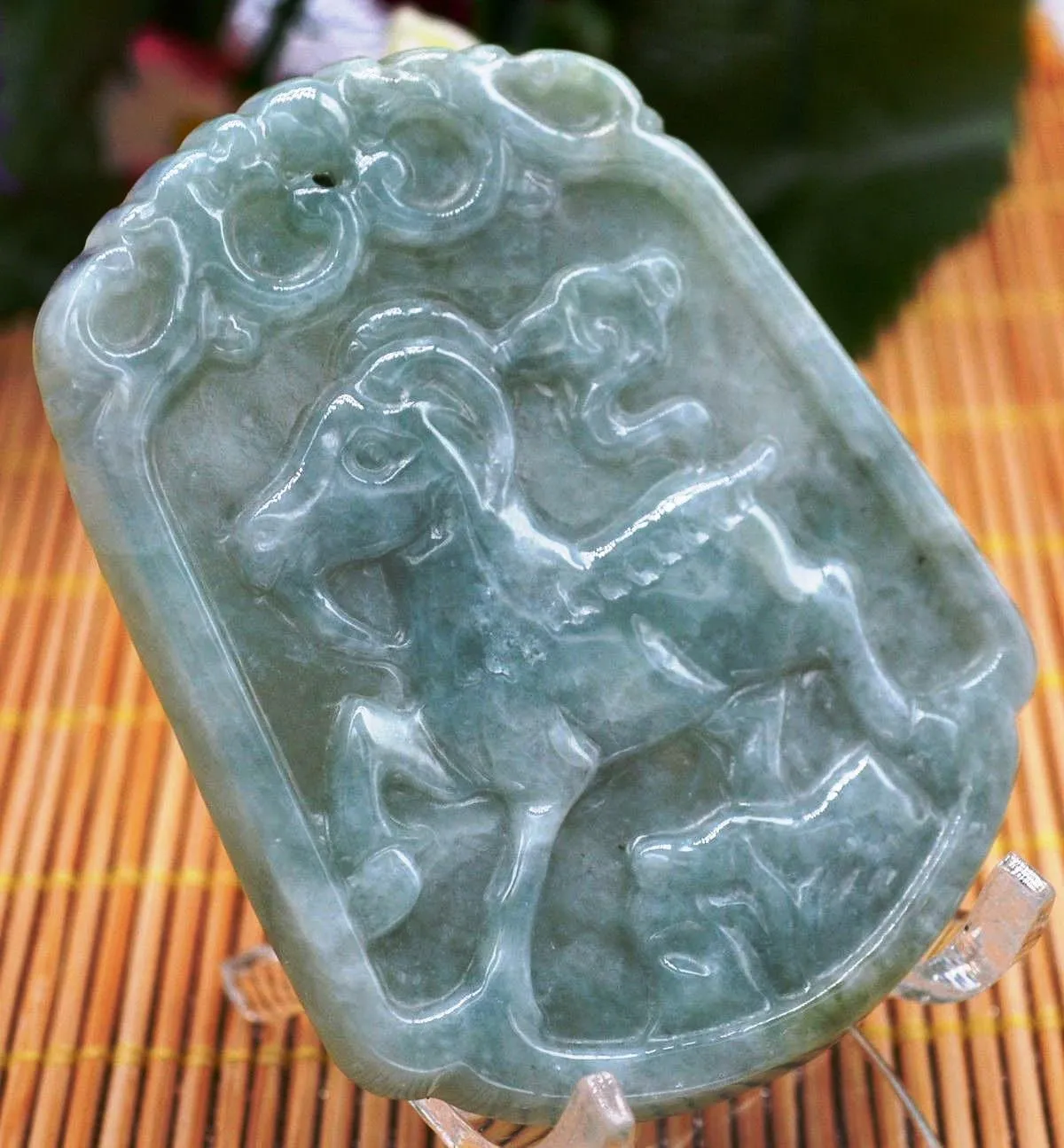 10% OFF on Sales- Certified Natural Jadeite Emerald Jade tablets Emerald Sheep Pendant《Grade A》0239